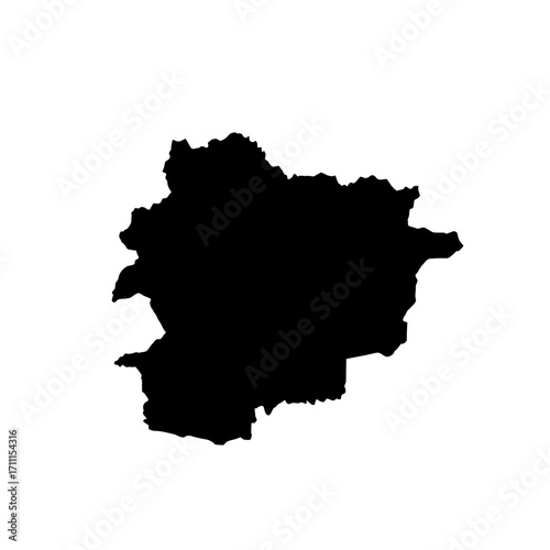 Silhouette of the country of Andorra, a mountainous European principality