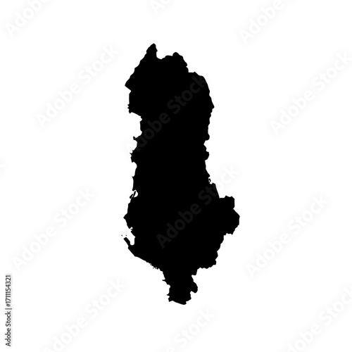 Albania silhouette map, an outline graphic of the country's geographical borders, perfect for national identity and travel