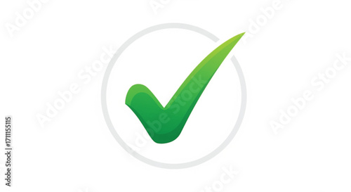Green checkmark symbol inside a white circle on a clean white background, symbolizing approval and success.
