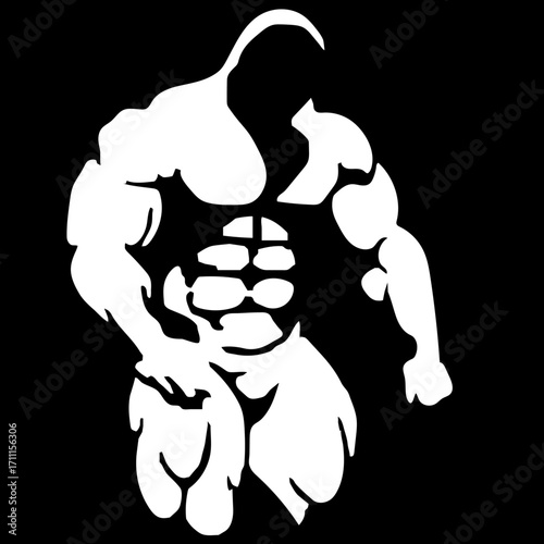 Muscle Man Silhouette – Fitness and Strength Training Art
