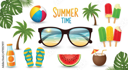 Vibrant summer vacation essentials and tropical vibes for a perfect getaway
