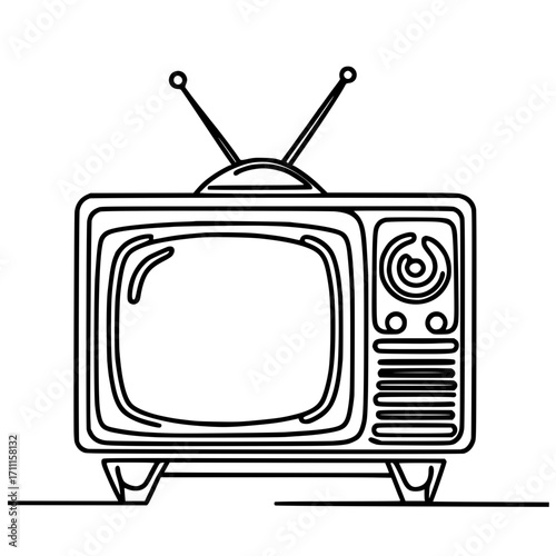 vintage tv set, minimalist line of retro tv