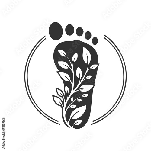 Eco Footprint Logo Design with Leaf Symbol for Sustainability and Wellness for Organic Spa, Reflexology, Health and Sustainability Branding
