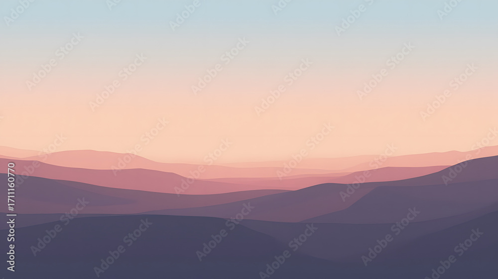 Obraz premium Minimalist desert horizon with gradient sky