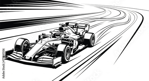 Sleek race car speeding through a dynamic track with motion blur effect