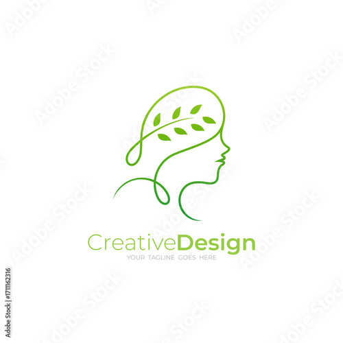 logo of a beautiful woman wearing a crown of leaves, Athena logos