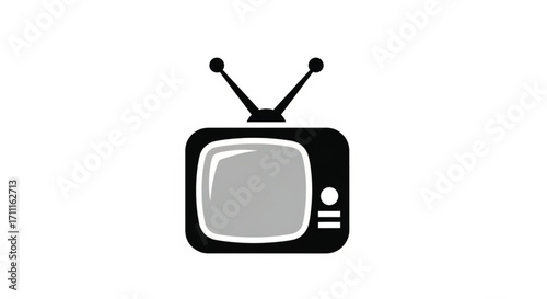 Retro television set with antennas broadcasting entertainment
