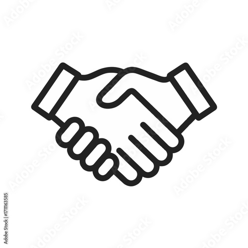 Handshake Line Icon: Business Agreement and Collaboration
