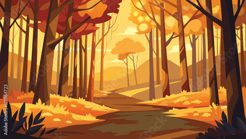 Golden autumn forest landscape in bavaria