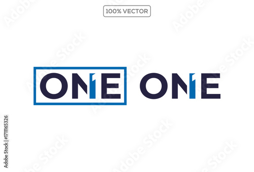 One text combined number 1 logo design template illustration stock