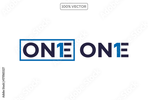 One text combined number 1 logo design template illustration