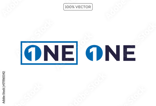 One text combined number 1 logo design template illustration stock design