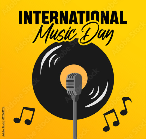 Happy International Music Day with musical instruments