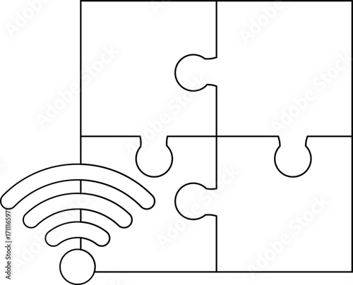 puzzle icon and wifi icon with white background