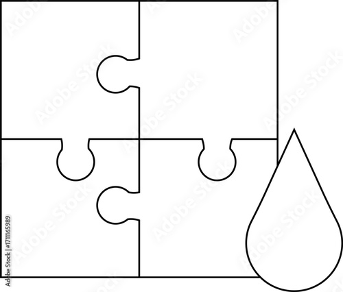 puzzle icon and water drop icon with white background