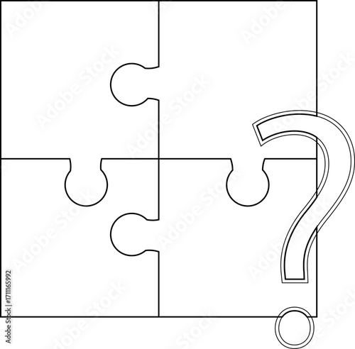 puzzle icon and question mark icon with white background