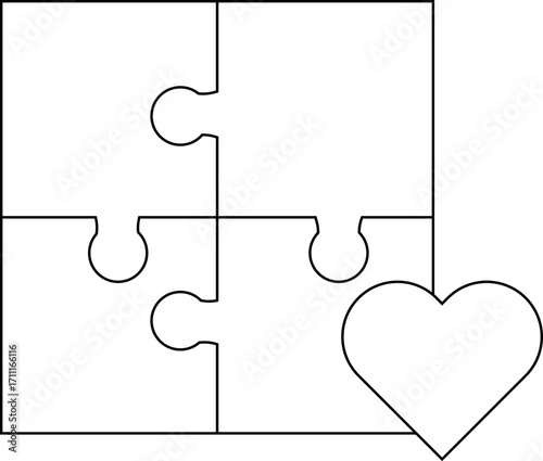 puzzle icon and love icon with white background