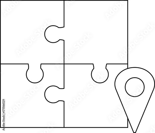 puzzle icon and location icon with white background