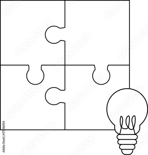 puzzle icon and light bulb icon with white background