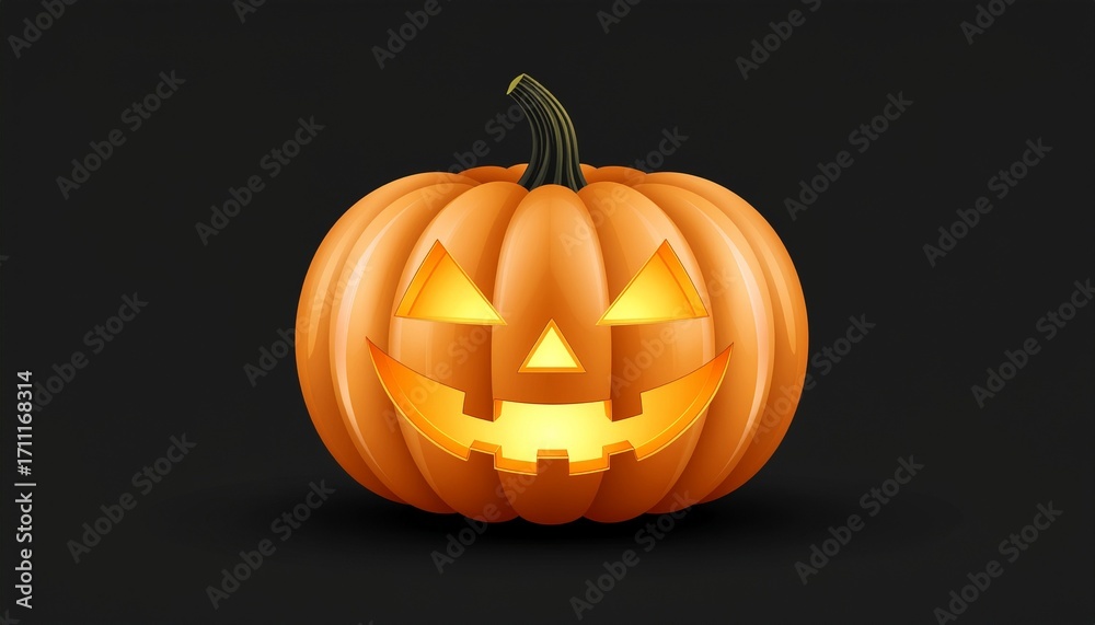 Fototapeta premium Glowing Jack-o-Lantern Pumpkin Vector