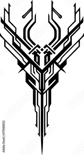 Cybersigilism Tattoo Design - Futuristic Abstract Symbol Vector Illustration