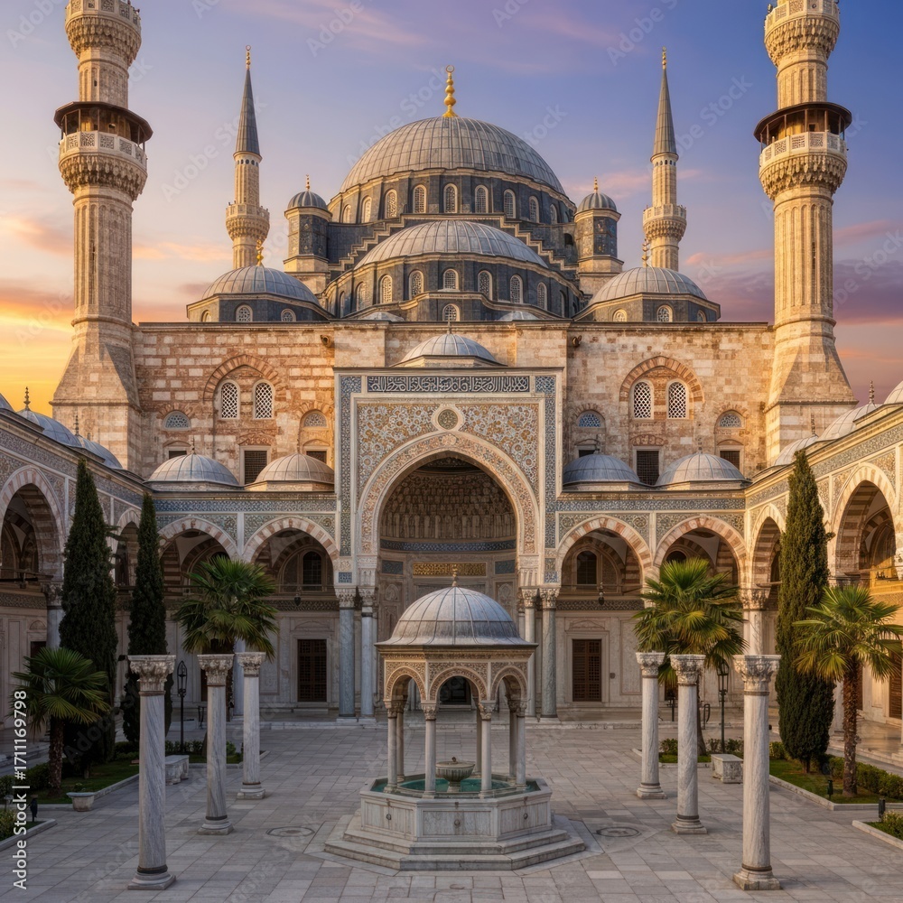 Fototapeta premium Magnificent Mosque Architecture - A Stunning Display of Islamic Art.