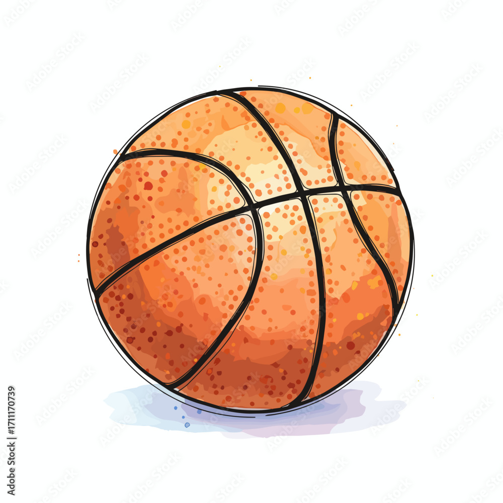 Fototapeta premium Watercolor vector illustration of a basketball on white background