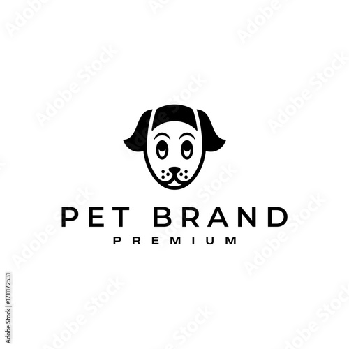 Playful dog face dog head logo design template