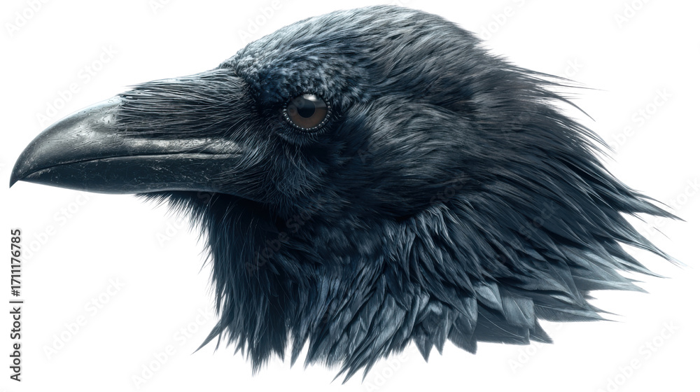 Fototapeta premium 3D Crow Head Logo Isolated on White Background for Modern Branding, Strong Animal Symbol, and Creative Business Emblem Design