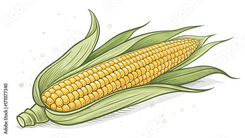 Fresh Corn Cob Illustration