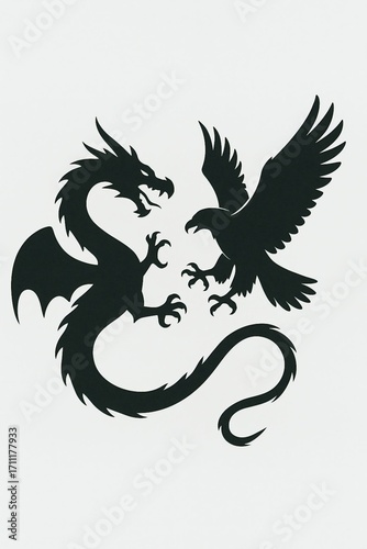 Wallpaper Mural black and white dragon Torontodigital.ca