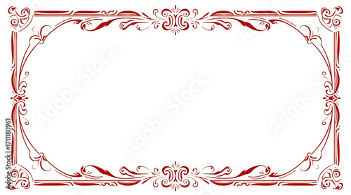 Minimalist ornamental frame with red classic border