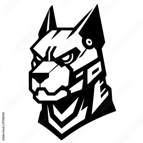 Silhouette of a robot dog head