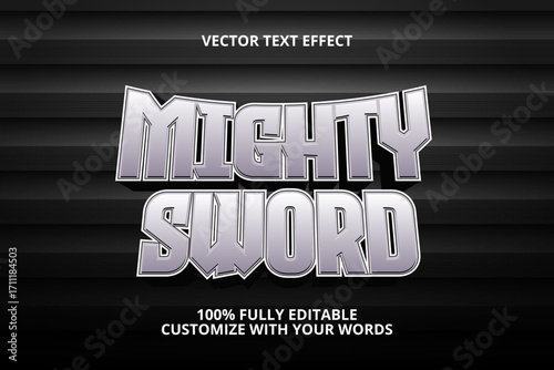 mighty sword editable text effect for knight