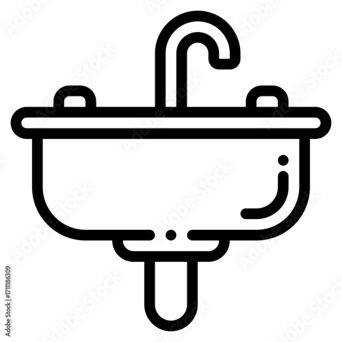 Sink Icon in Line Style Suitable for Web, Apps, Presentation, or Printable Meanings