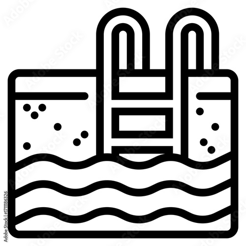Swimming Pool Icon in Line Style Suitable for Web, Apps, Presentation, or Printable Meanings