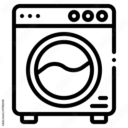 Washing Machine Icon in Line Style Suitable for Web, Apps, Presentation, or Printable Meanings