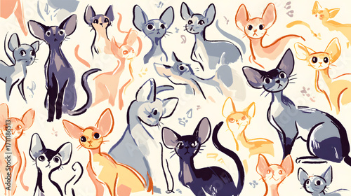 Stylized Sphynx Cats: A Playful Collection.