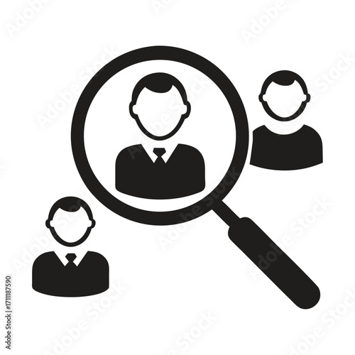 Recruitment Search Vector Icon – HR Hiring and Candidate Selection