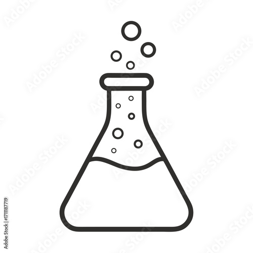 Laboratory Chemistry Flask with Bubbles Vector Icon
