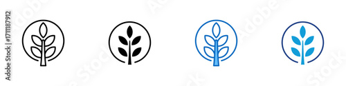 Organic Plant Multiple Style Icon Design Vector - Circle with sprouting plant, symbolizing organic food, eco nutrition, and natural lifestyle