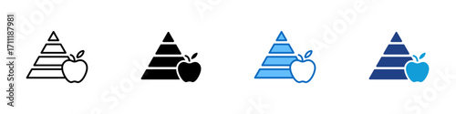 Food Pyramid Multiple Style Icon Design Vector - Food pyramid with apple, representing diet guide, nutrition planning, and balanced meals