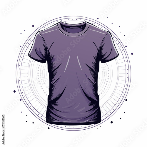 T-shirt print on demand services. Promotional apparel design. Merch clothing, custom merchandise products, merch design service concept. Bright vibrant violet vector isolated illustration
