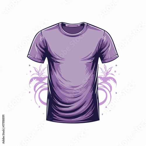 T-shirt print on demand services. Promotional apparel design. Merch clothing, custom merchandise products, merch design service concept. Bright vibrant violet vector isolated illustration