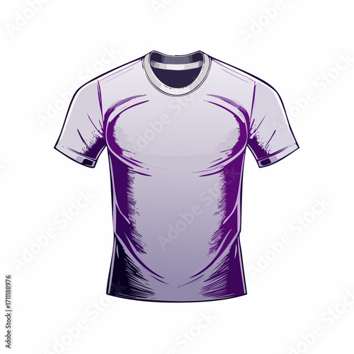 T-shirt print on demand services. Promotional apparel design. Merch clothing, custom merchandise products, merch design service concept. Bright vibrant violet vector isolated illustration