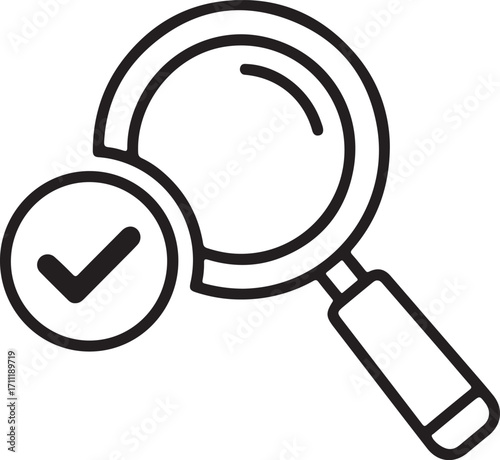 Magnifying Glass with Check Mark Icon search tick