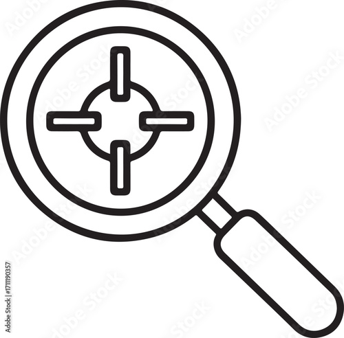 Magnifying glass with crosshairs icon Keywords: magnifying glass, crosshairs, target, focus