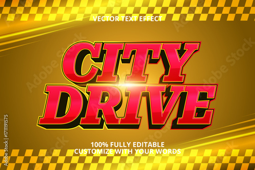 city drive editable text effect for race