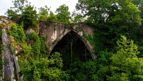 Wallpaper Mural Ruined Stone Archway Overgrown with Lush Vegetation Torontodigital.ca