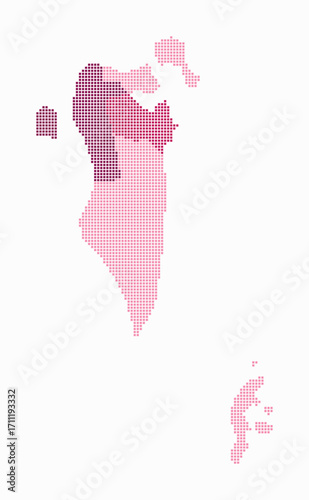 Bahrain dotted map. Digital style map of the country on white background. Bahrain shape with square dots. Colored dots style. Small size squares. Amazing vector illustration.